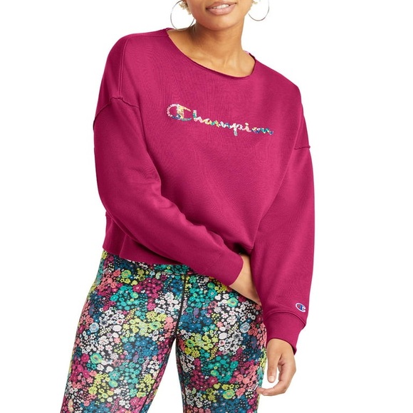 Champion Tops - NWT Champion® Campus French Terry Crewneck Sweatshirt Pink Floral